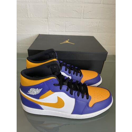 Nike Air Jordan 1 Mid Shoes Purple White Lakers DQ8426-517 Men`s Size 11