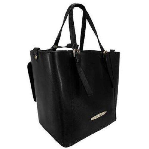 Black Leather Pierre Cardin Structured Tote/shoulder 1335-S Nero Made in Italy