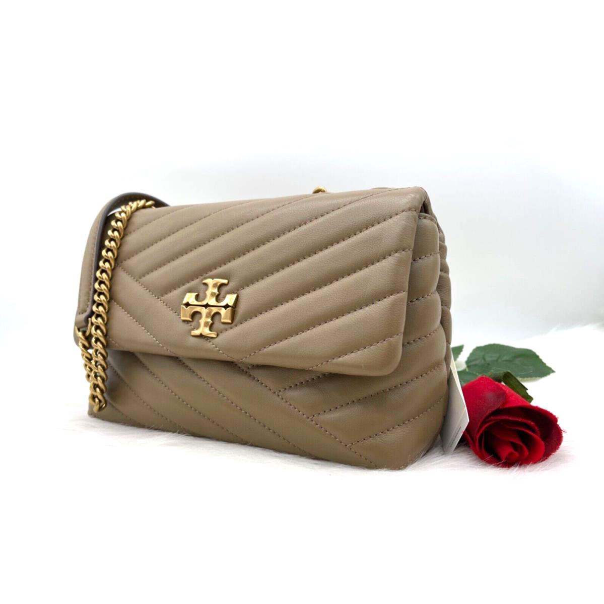 Tory Burch Kira Chevron Quilted Small Leather Shoulder Bag In Sandpiper