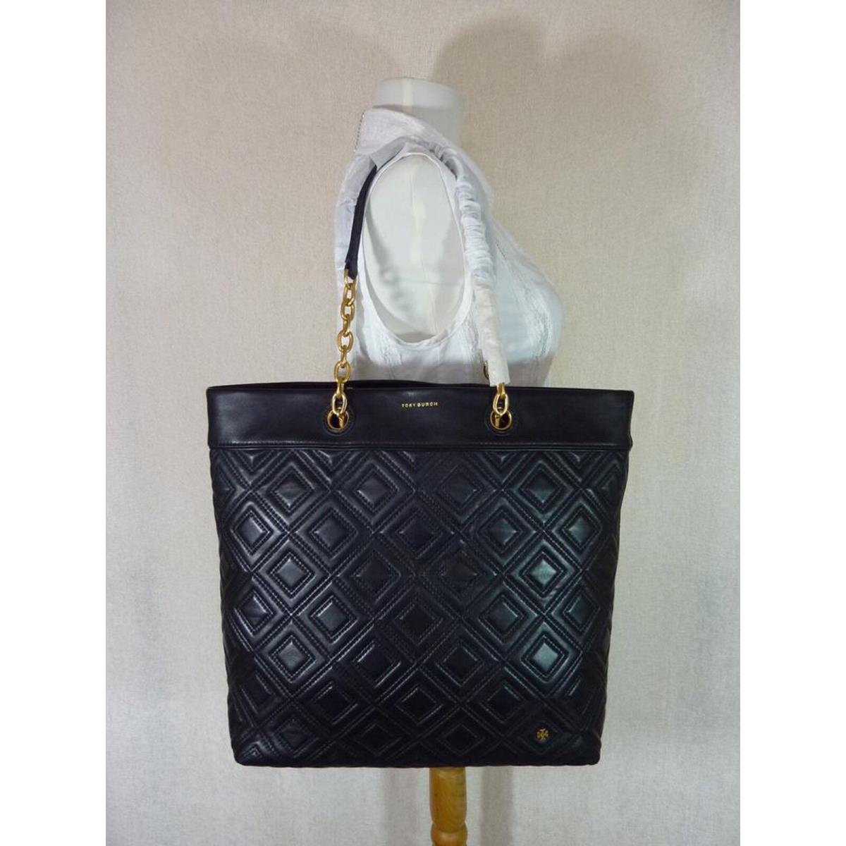 Tory Burch Fleming Black Leather Medium Shoulder Tote