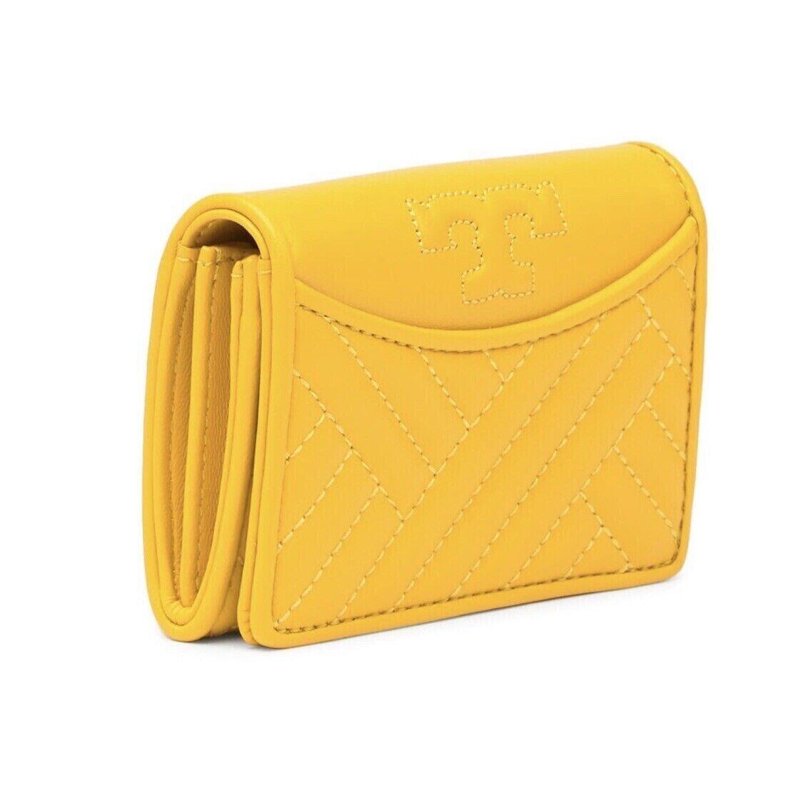 Tory Burch Alexa Leather Bifold Mini Wallet Cardholder Card Case - Daisy Yellow