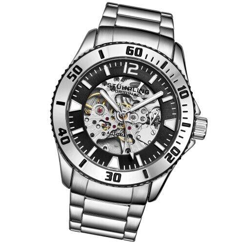 Stuhrling 3963 1 Automatic Skeleton Stainless Steel Bracelet Mens Watch