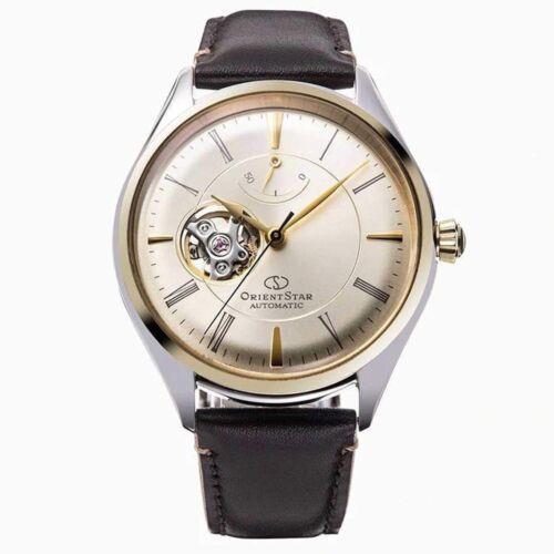 Orient Men`s Watch Star Automatic Open Heart Champagne Dial Strap RA-AT0201G00B - Dial: , Band: Brown