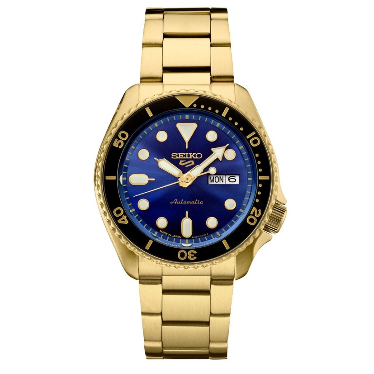 Seiko SRPK20 Blue Dial Men`s Gold Tone Automatic Watch