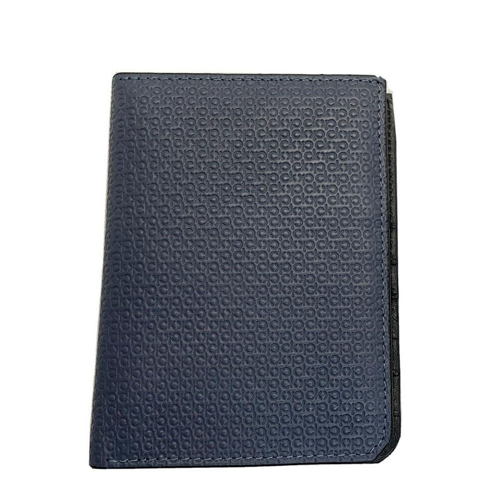 Calvin Klein Leather Allover CK Logo Wallet Blue