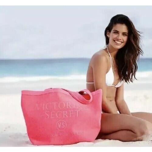 Victoria`s Secret Reversible Pink Holiday Travel Summer Beach Terry Tote Bag