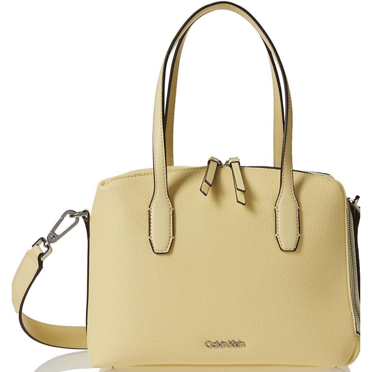 Calvin Klein Brenda Crossbody Top Zip Satchel Lemon Medium Silver Hardware