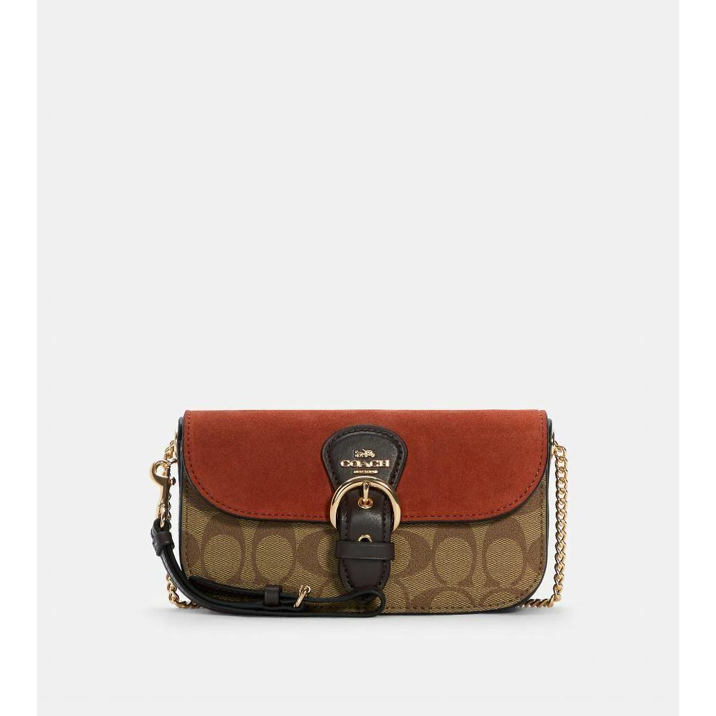 Coach Kleo Crossbody In Signature Canvas Gold/khaki/multi