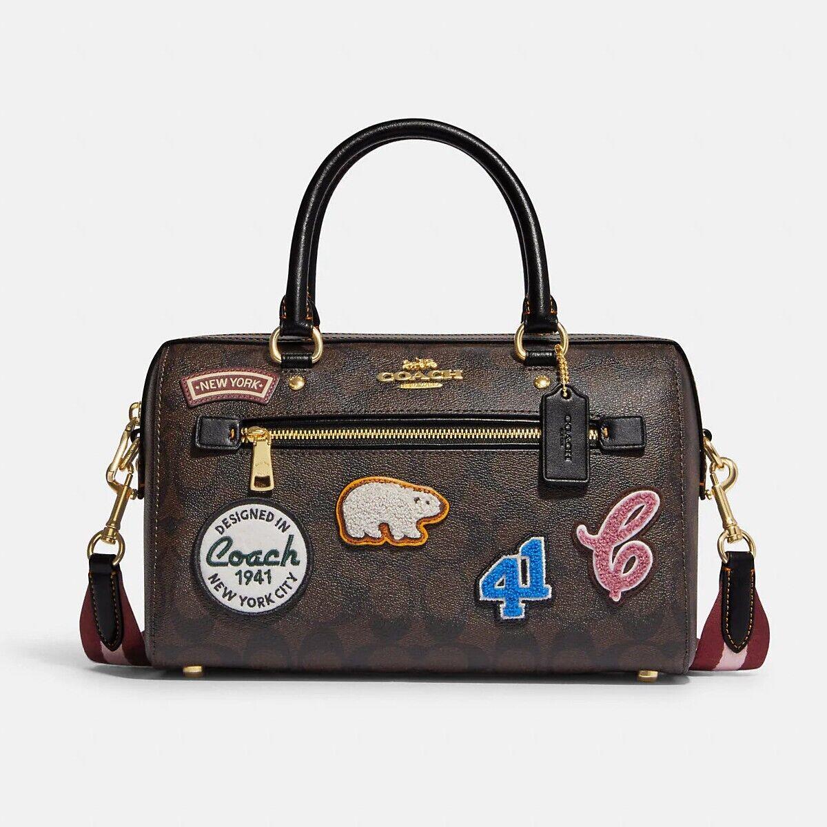 Coach Rowan Satchel In Signature Canvas with Ski Patches CE592