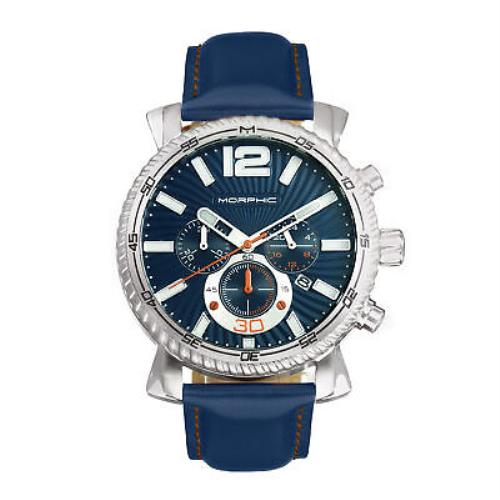Morphic M89 Series Chronograph Leather-band Watch W/date - Blue