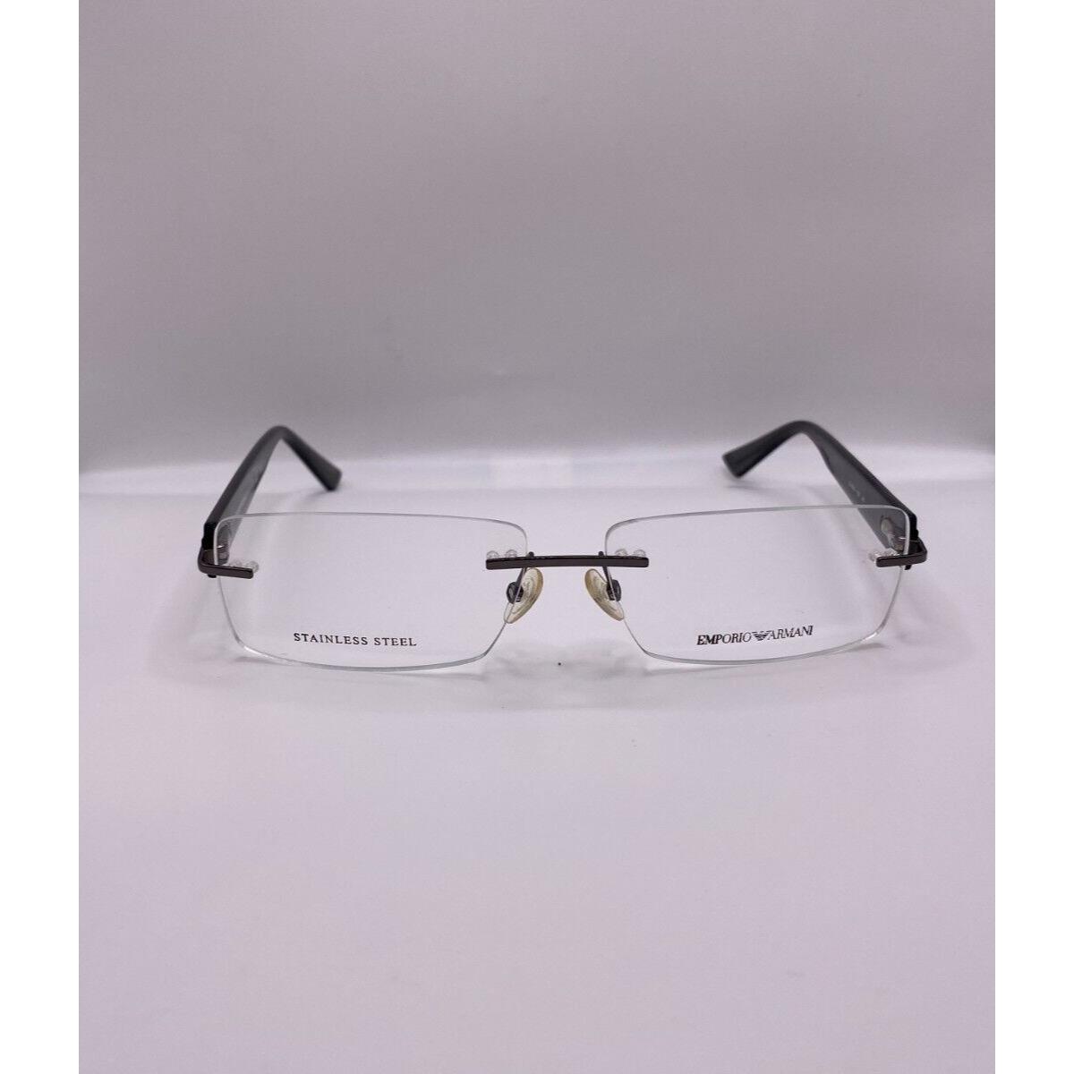 Emporio Armani EA 9655 P08 Black Gray Rimless Eyeglasses Steel Frame 55-13-140