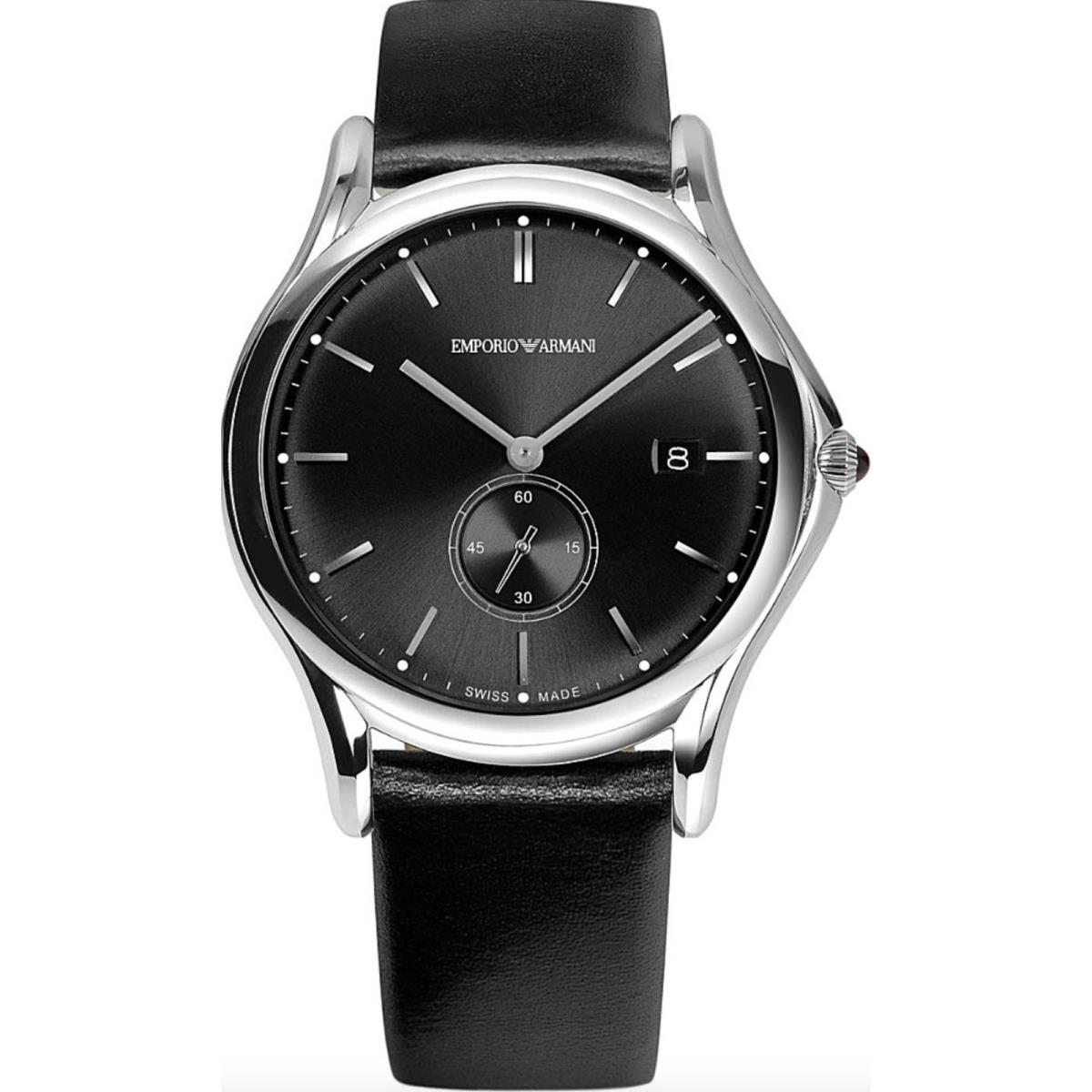 Emporio Armani Black Ars1001 Stainless Steel and Leather Watch - For Men