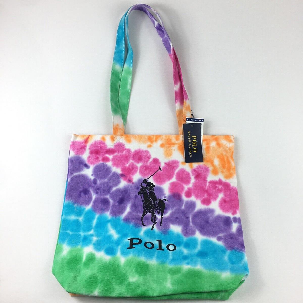 Ralph Lauren Polo Pony Cotton Canvas Tote Bag Tie Dye