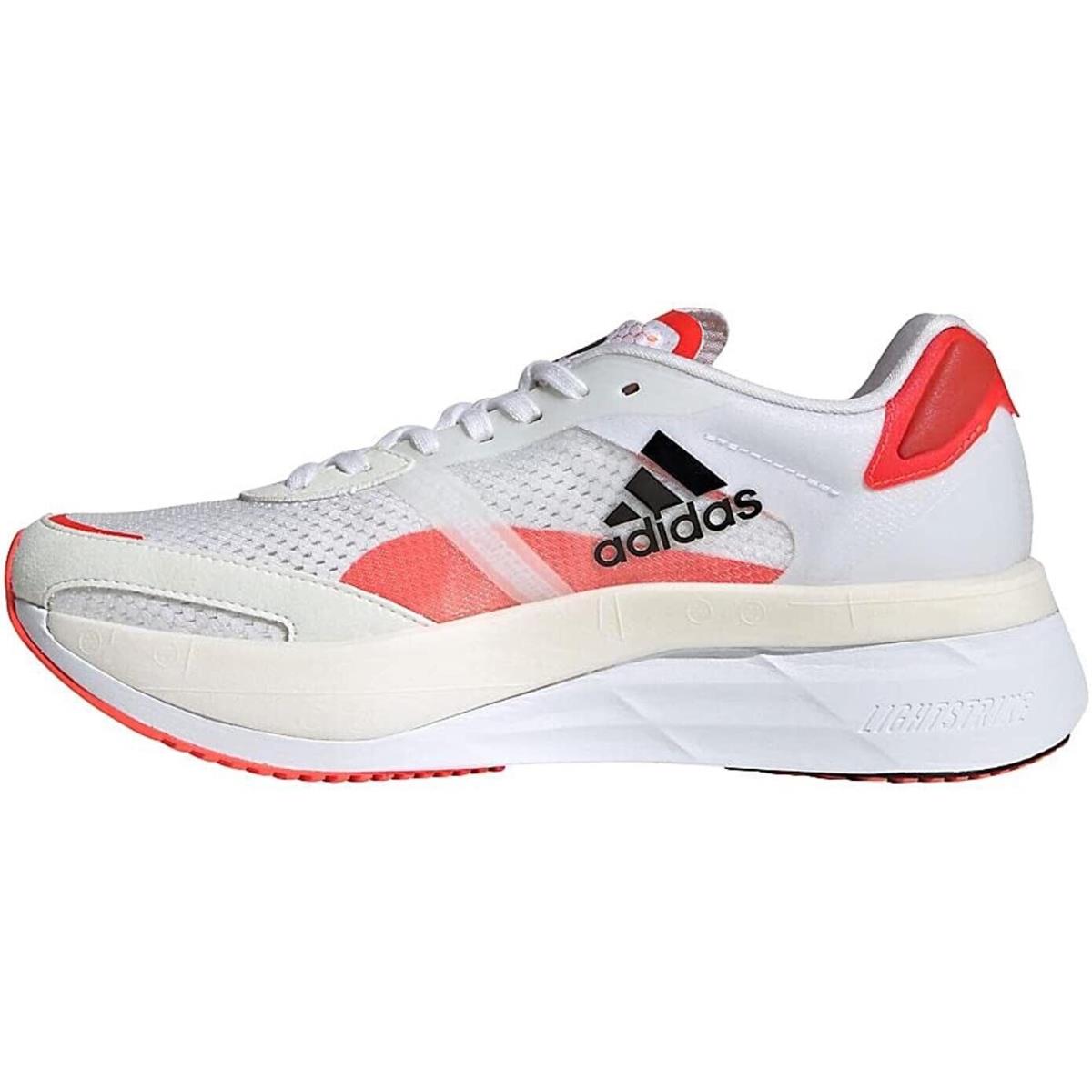 Adidas Women`s Adizero Boston 10 Running Shoes FY4080 Size 11 US - White/Solar Red