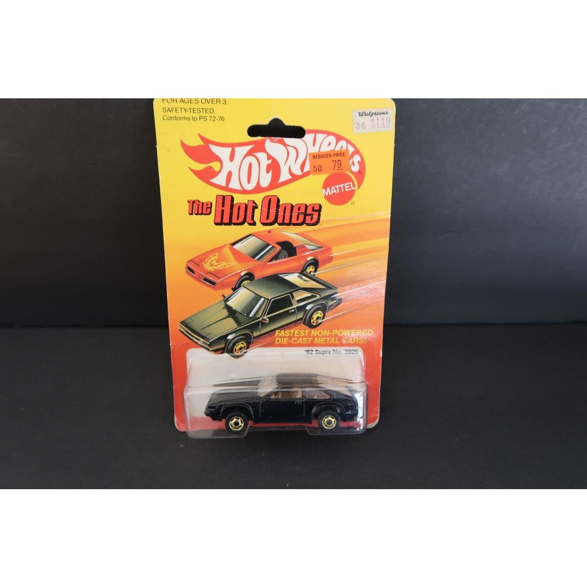 1982 Hot Wheels Hot Ones `82 Supra 3925 Black Tan Die Cast Metal Hong Kong