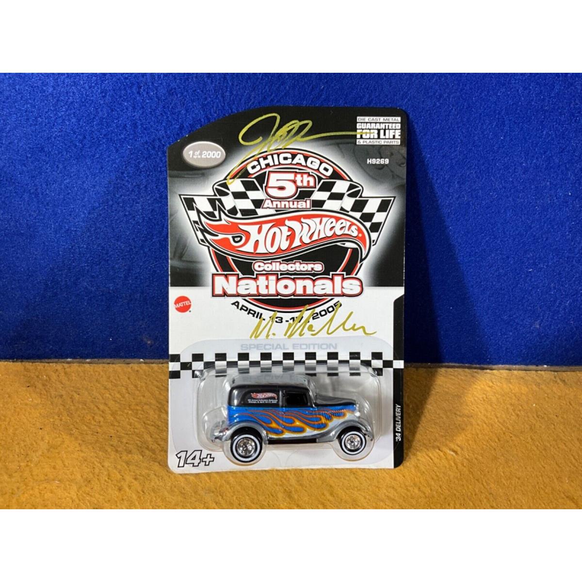 J10-18 Hot Wheels 5th Nationals - 34 Delivery - 2005 - Autographed X2 - Blue