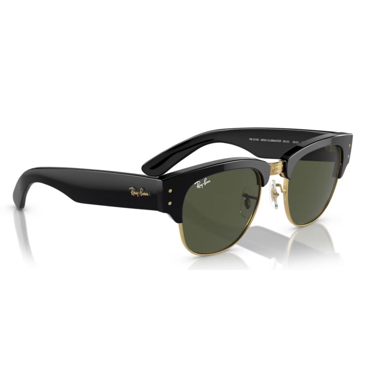 Ray-ban Mega Clubmaster Sunglasses RB 0316-S 901/31 53-21 Black Gold G-15 - Frame: Black, Lens: Grey-Green