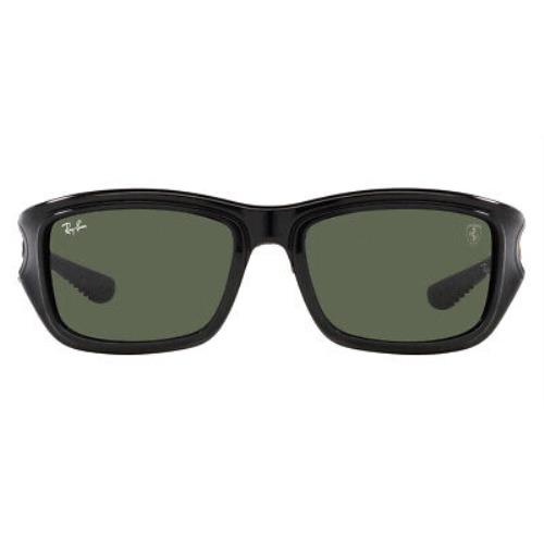 Ray-ban RB4405M Sunglasses Men Black Dark Green Square 59mm - Black / Dark Green Frame, Dark Green Lens
