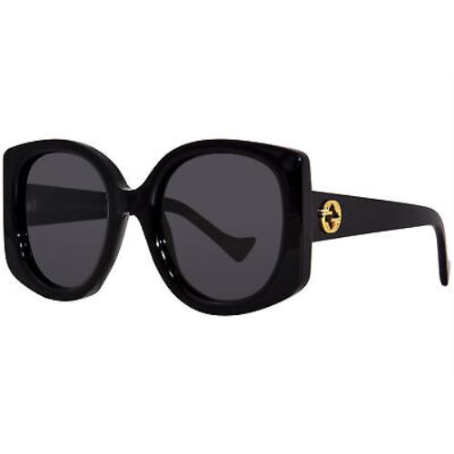 Gucci GG1257S 001 Sunglasses Women`s Black/grey Lenses Butterfly Shape 53mm