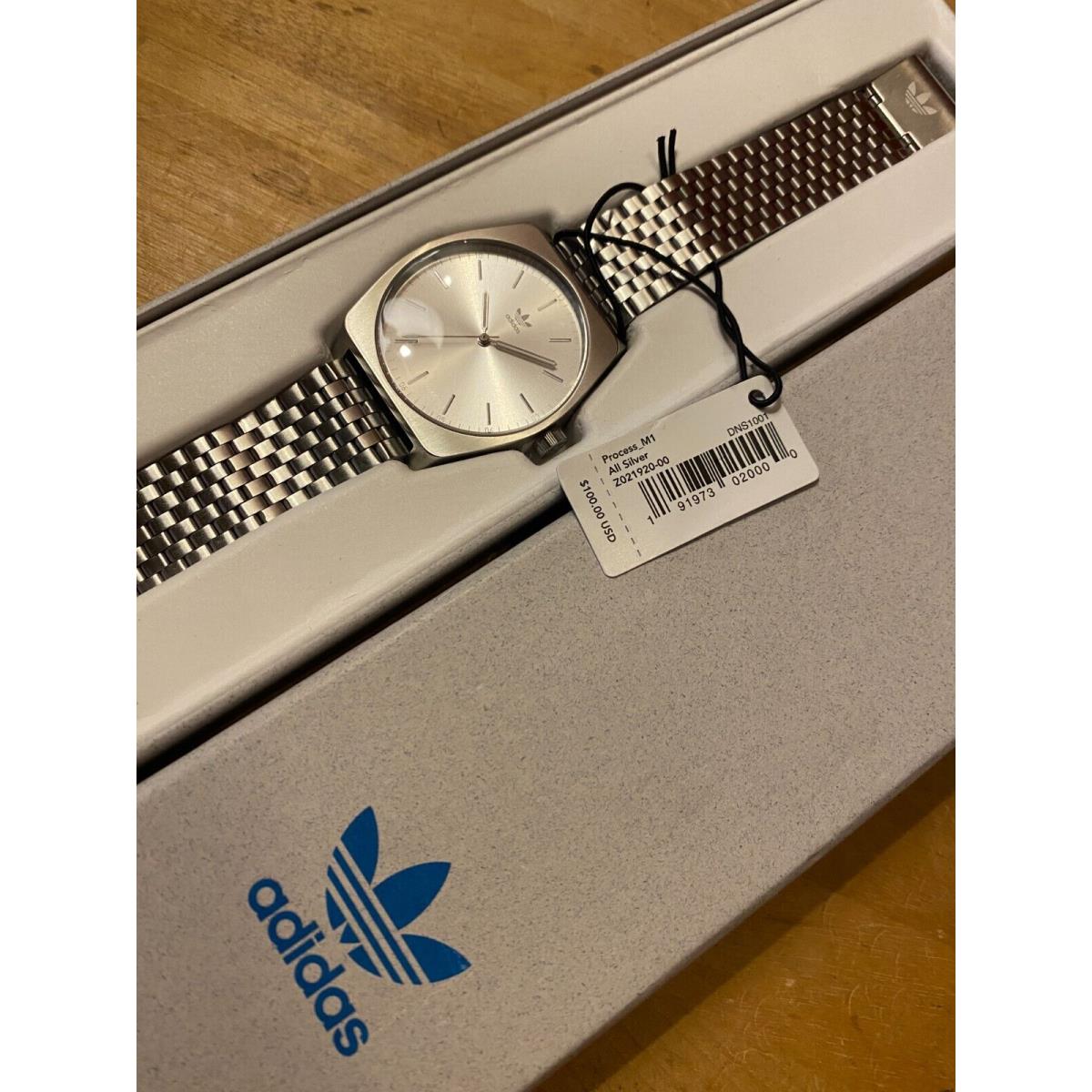 Adidas Men`s Process M1 Z0219210 All Silver Watch - Black, Dial: Silver, Band: Silver