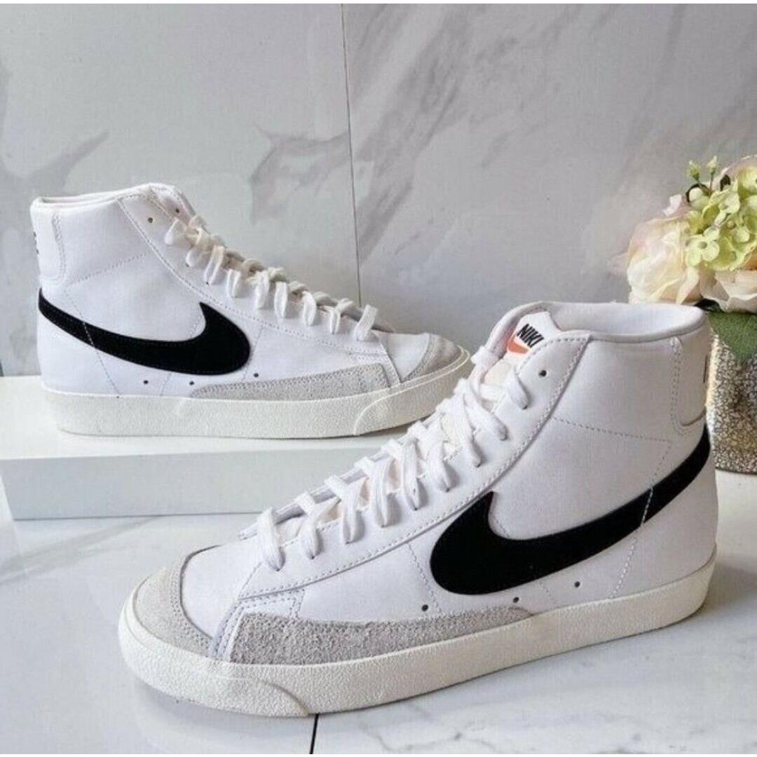 Nike Blazer Mid `77 Vntg Shoes Men`s Size 13 White Black Athletic Sneakers - White
