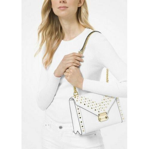 Michael Kors Whitney Leather Shoulder Bag Optic/white - Handle/Strap: Gold, Hardware: Gold, Exterior: Optic White