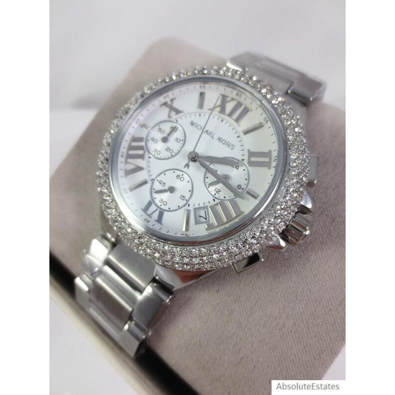 Michael Kors Camille Silver Pave Glitz Ladies Chronograph Watch MK6993