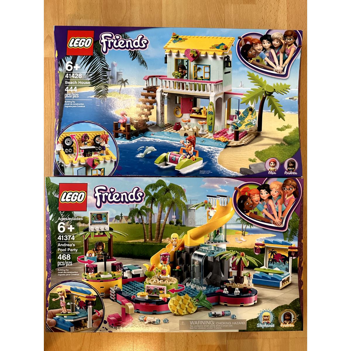 Lego Friends 2 Sets 41374 Andrea`s Pool Party 41428 Beach House Nisb
