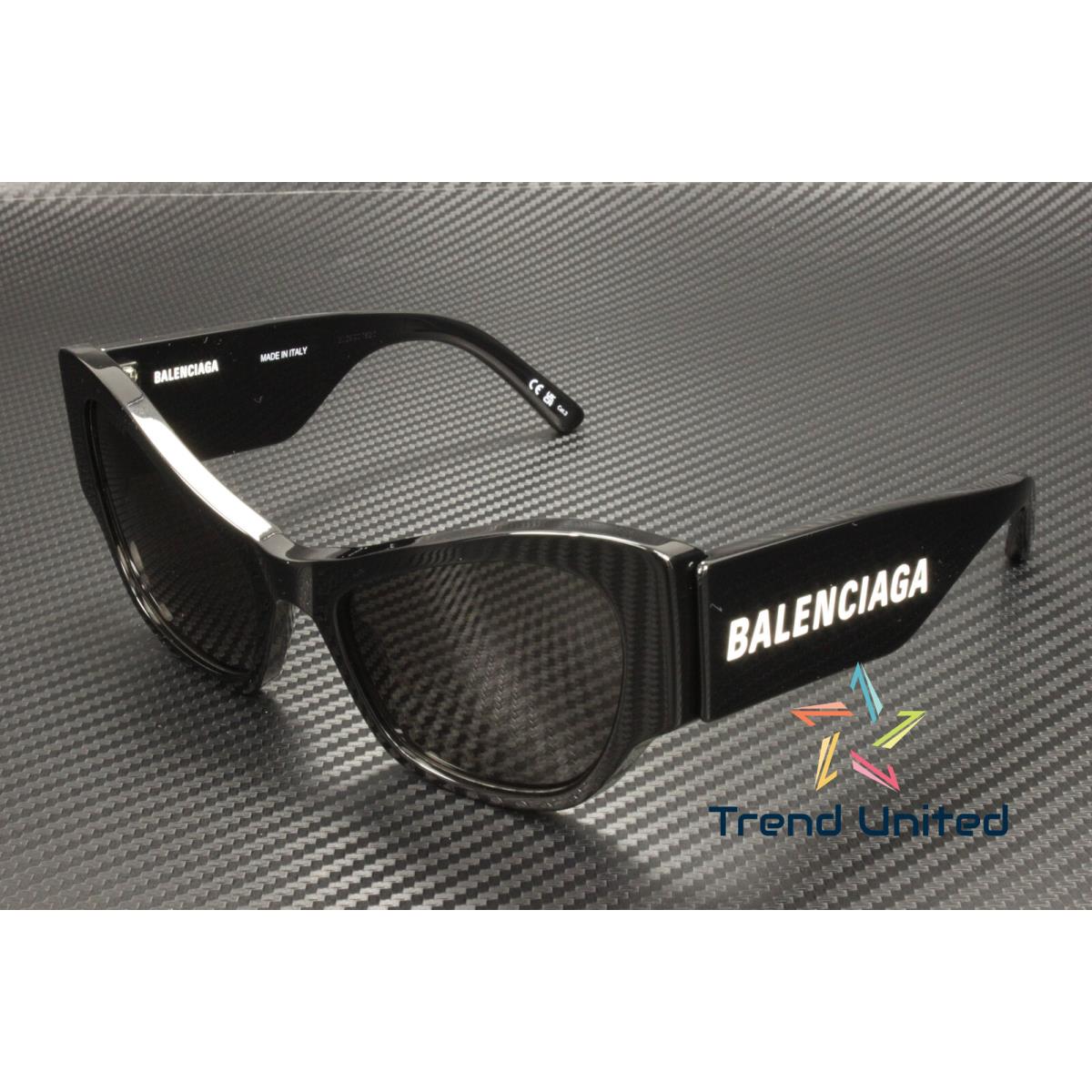 Balenciaga BB0259S 001 Cat Eye Acetate Black Grey 58 mm Women`s Sunglasses