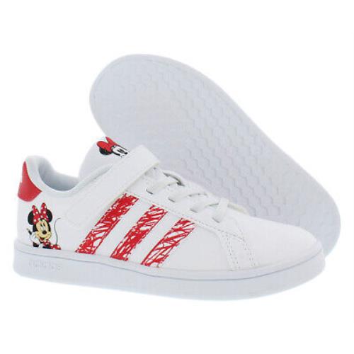 Adidas Grand Court Mm El Girls Shoes - White/Red , White Main