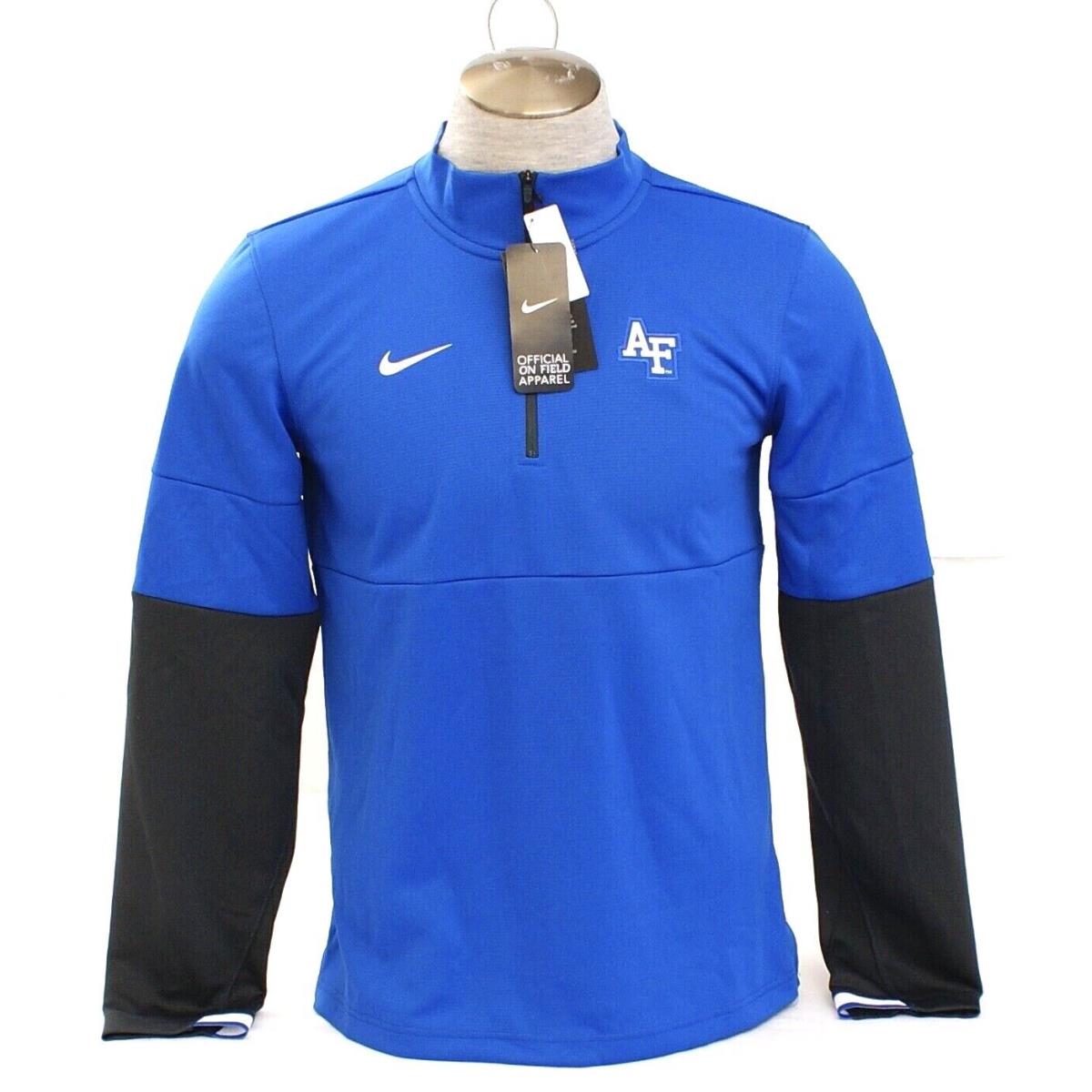 Nike Dri Fit Blue Black 1/4 Zip Air Force Long Sleeve Pullover Shirt Men`s - Blue