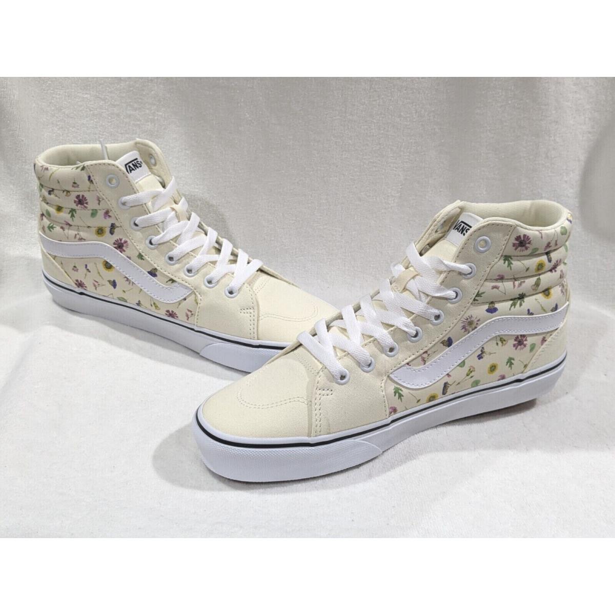 Vans Women`s Filmore Pressed Floral Cream/multi High Top Skate Shoes-size 10