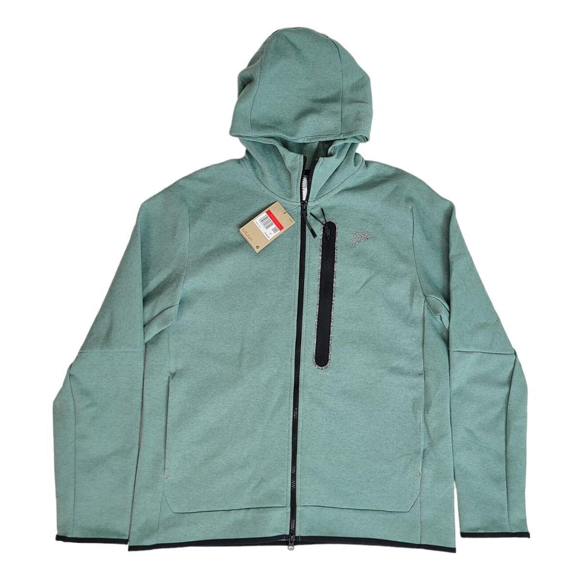 Nike Sportswear Men Large XL Tech Fleece Full Zip Hooded Jacket Green DR9150-361