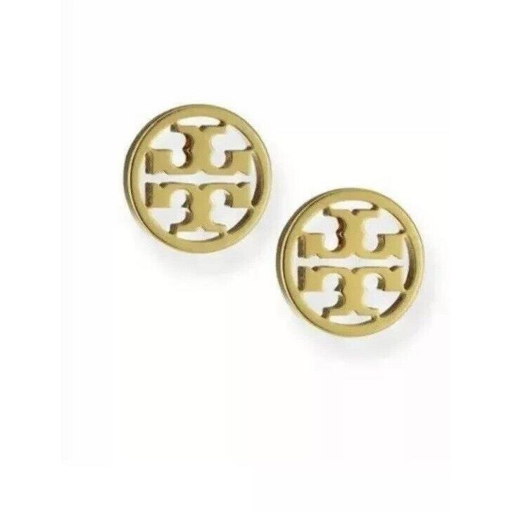 Tory Burch Logo Circle Stud Earrings with Gift Box