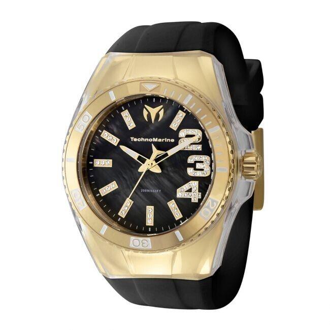 Technomarine TM-121245 Women`s Cruise 42mm Black Dial Gold Silicone Band Watch