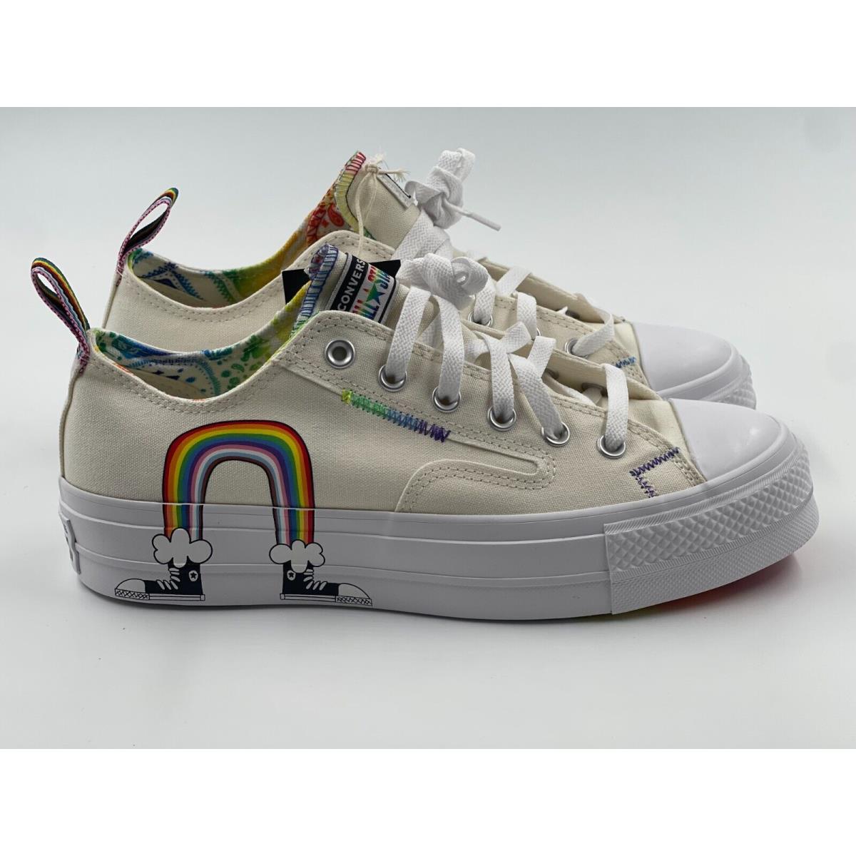 Converse Mens 8.5 Womens 10.5 Chuck Taylor All Star Lift Ox Platform Pride Shoes - Multicolor