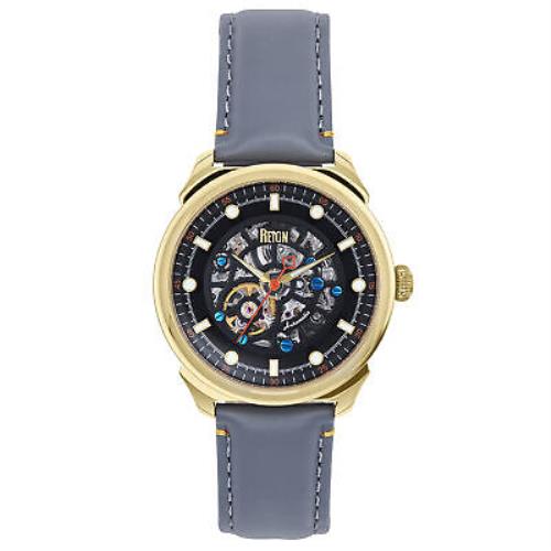 Reign Weston Automatic Skeletonized Leather-band Watch - Gold/grey
