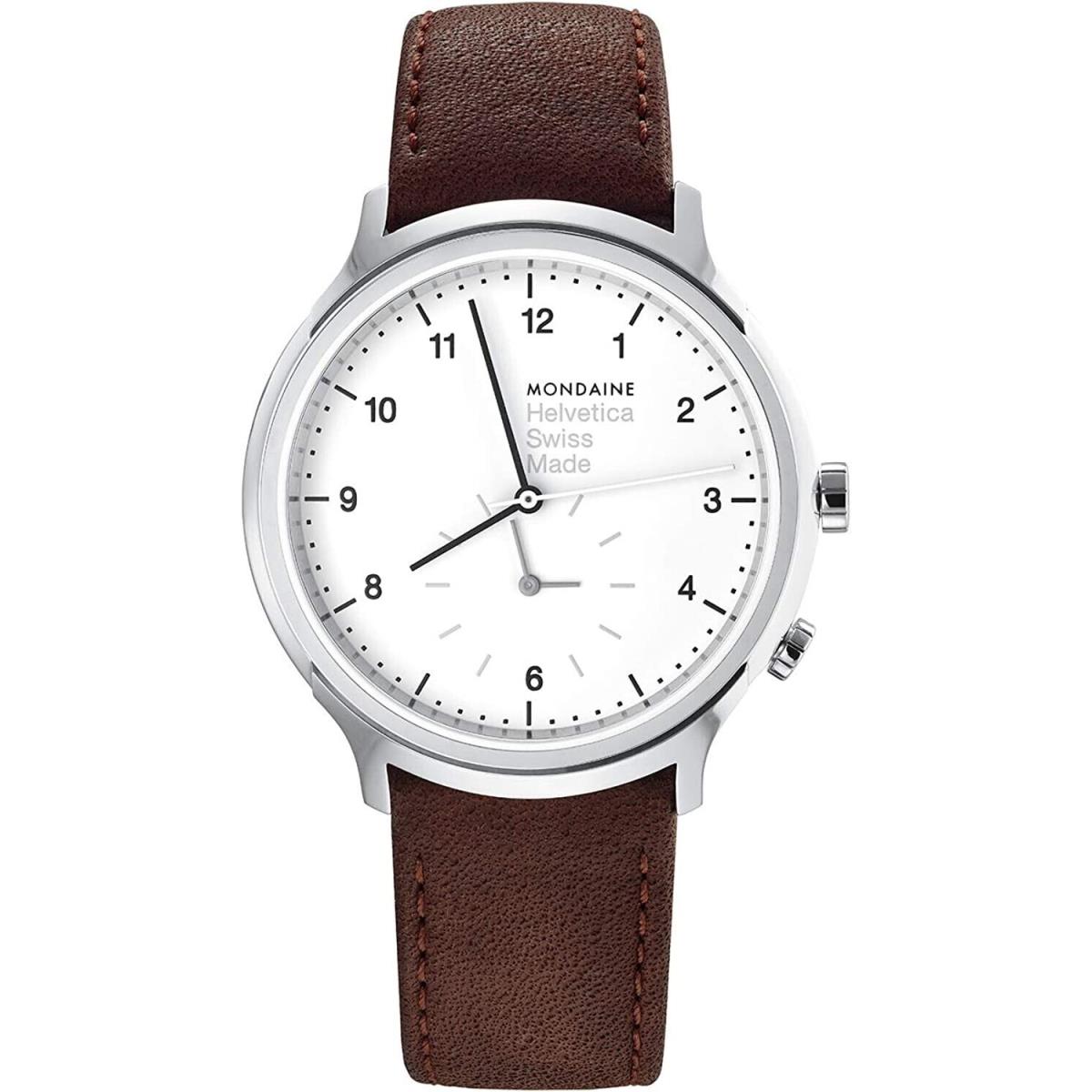 Mondaine Helvetica MH1.R2010.LG Men`s Watch Analog 40mm Brown Leather Band