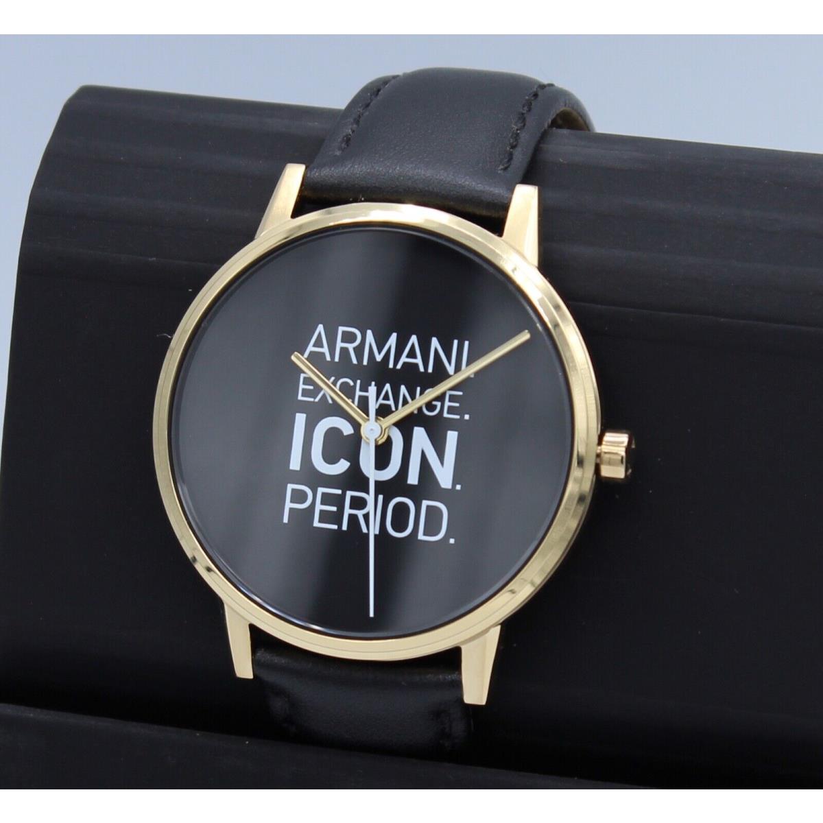 Armani Exchange Cayde Icon Gold Black Leather Men`s AX2741 Watch