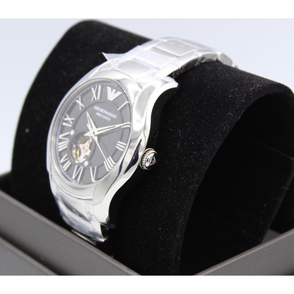 Emporio Armani Automatic Skeleton Silver Black Men`s AR60015 Watch