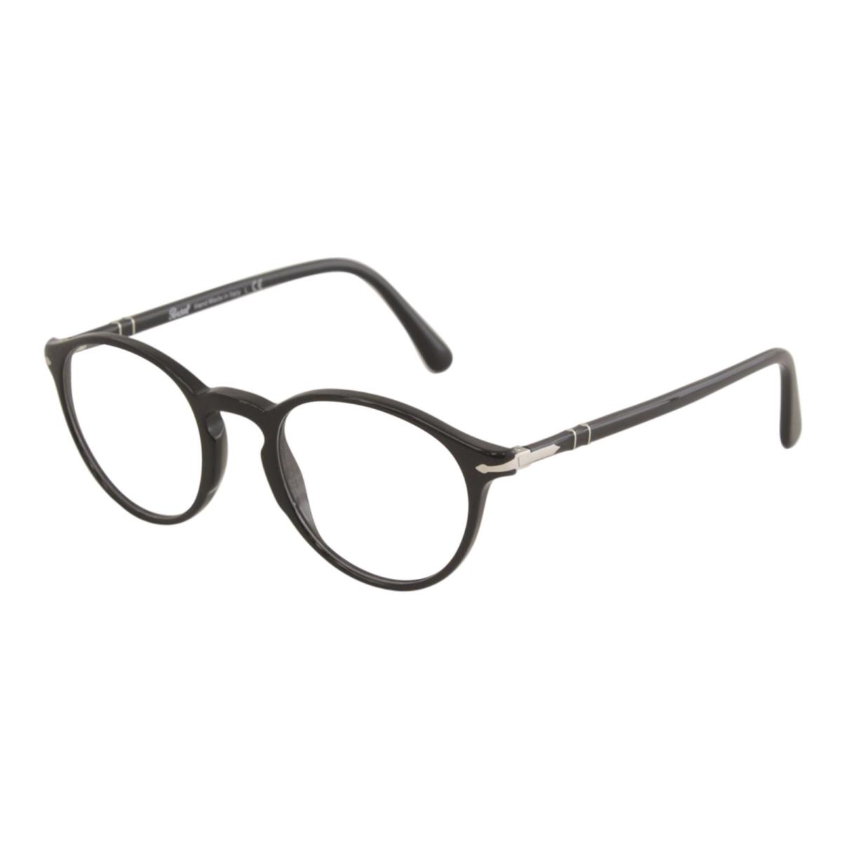 Persol Eyeglasses 3174-V 95 49-21 145 Black Round Frames with Spring Hinges - Black Frame, Demos with Imprint Lens