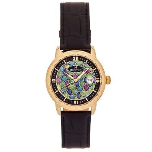Heritor Automatic Prot g Leather-band Watch W/date - Gold/black