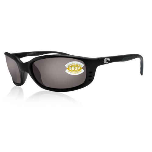 Costa Del Mar Brine Matte Black Frame Gray 580P Plastic Polarized Lens