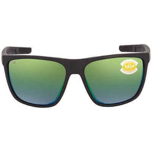 Costa Del Mar Ferg XL Green Mirror Polarized Rectangular Men`s Sunglasses 6S9012 - Frame: Black, Lens: Green