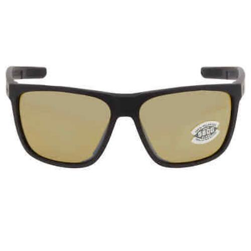 Costa Del Mar Ferg XL Sunrise Silver Mirror Polarized Glass Men`s Sunglasses - Frame: Black, Lens: Silver