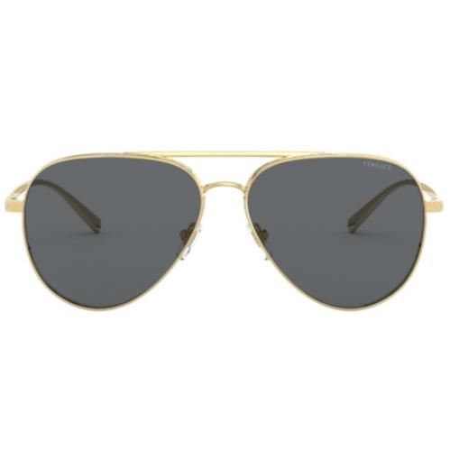 Versace Pilot Sunglasses VE2217 100287 59mm Gold / Grey Lens 59-14-140