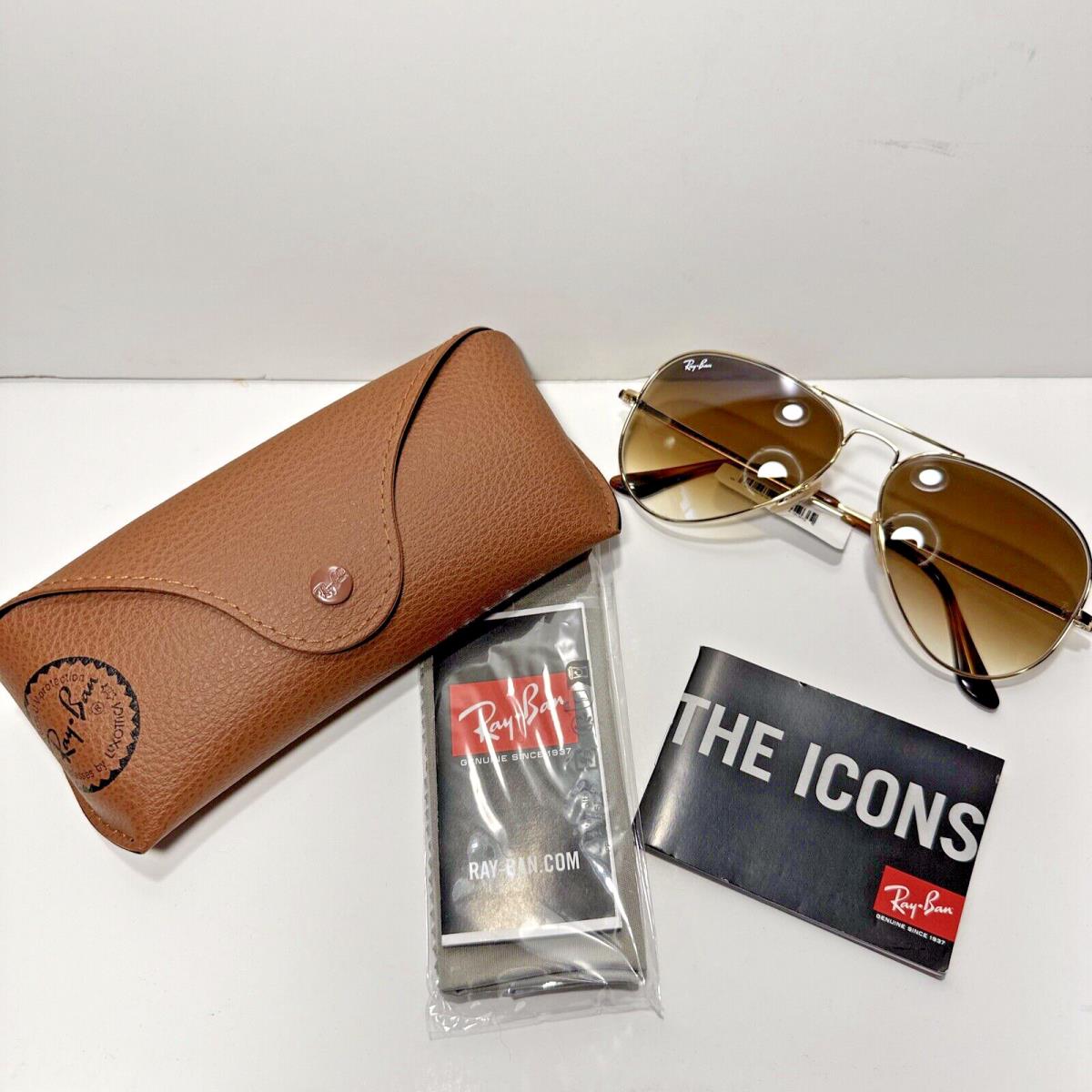 Ray Ban Aviator Metal II Gold Gradient Brown Sunglasses 0RB3689 - Made in Italy