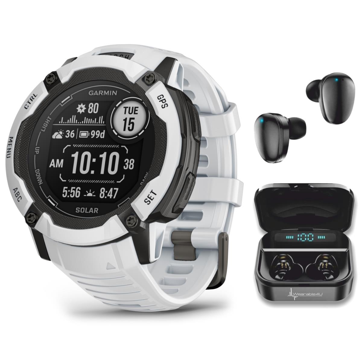 Garmin Instinct 2X Solar Rugged Gps Watch Whitestone 010-02805-14