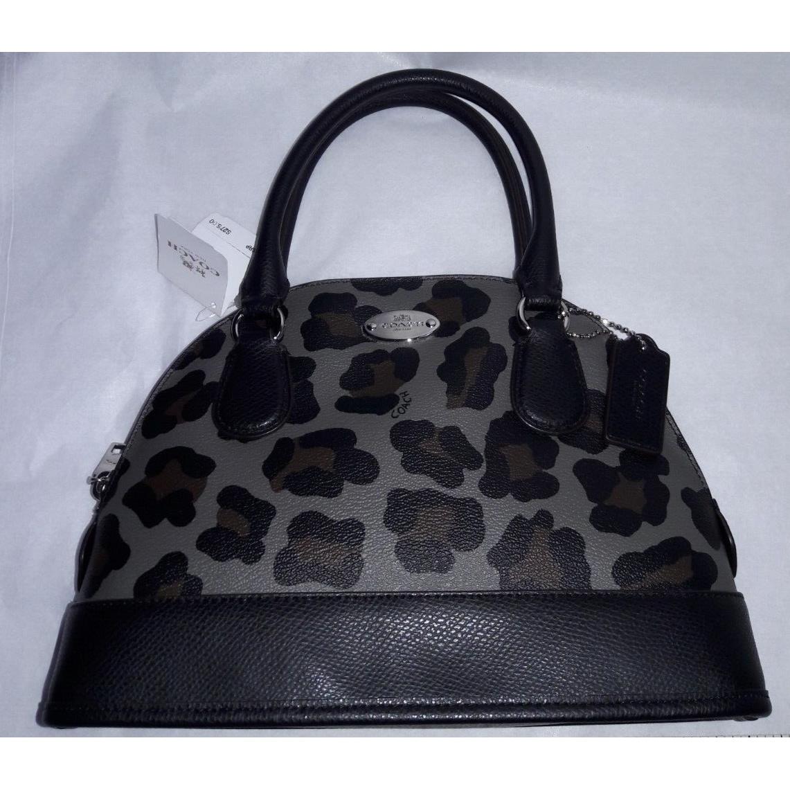 Coach Cora Ocelot Leopard Satchel Bag Purse F36219 Gray/black