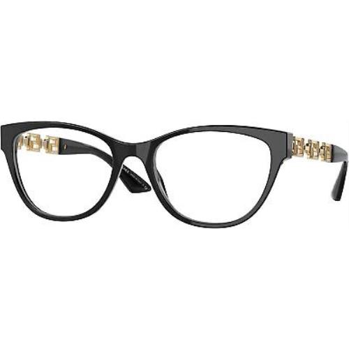 Versace VE 3292 GB1 Black Plastic Oval Eyeglasses 54mm